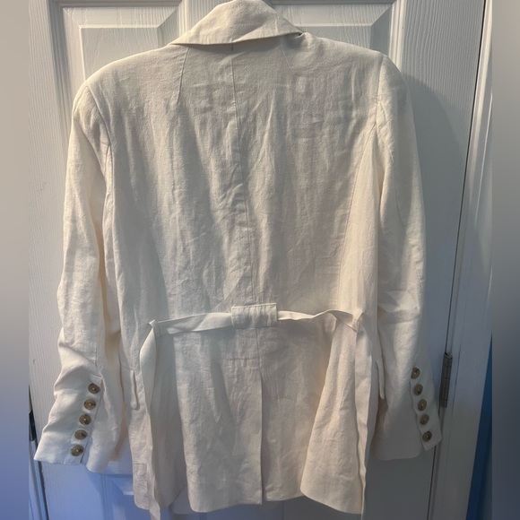 NWT FREE PEOPLE OLIVIA BLAZER White Linen Jacket Double Breasted XS - Picture 5 of 6